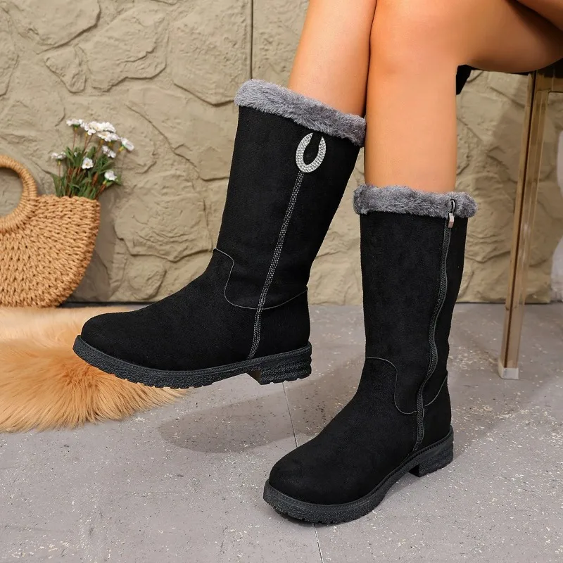 Fashionable Snow Boots - New Winter Style Women's Thick and Padded Mid-calf Boots view 2