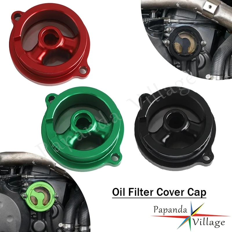 Green / Red / Black Motorcycle Aluminum Clear Engine Oil Filter Cover Cap For Kawasaki KLR650 KLR 650 1987-2022 Accessories