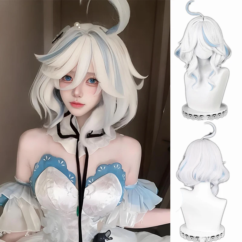 

Game Genshin Impact Furina Cosplay Synthetic Wig Cartoon Wig Fluffy Highlights Heat-resistant Halloween Cartoon Wig