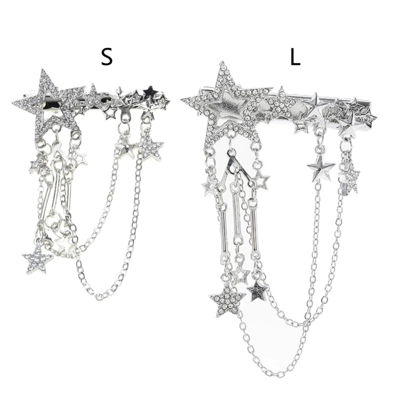 คลิปผมพู่กัน Bling Star Charm Hairpins สำหรับเด็กวัยรุ่นน่ารัก Barrette H9ED