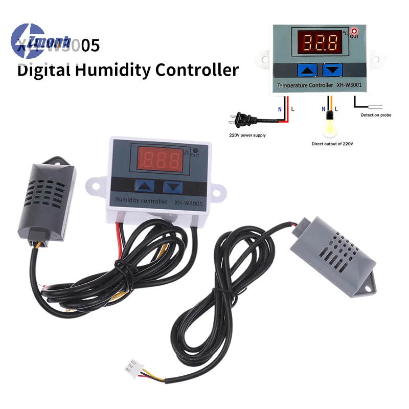 New！XH-W3005 Digital Humidity Controller 12V 24V 220V Humidistat Hygrometer Humidity Control Switch Regulator + Humidity Sensor