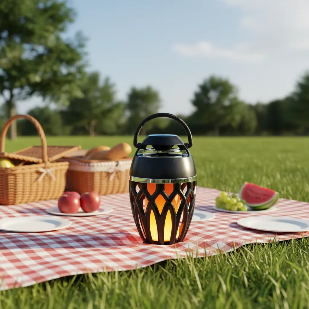 

OEM Portable Dual Module DISCO Wireless Mesh Flame Speaker RGB LED Hifi Sound Transmitter Square Dancing Outdoor Camping