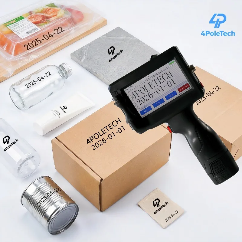 4POLETECH Cheap Durable Handheld Inkjet Printing Gun, Barcode Logo Date Marking Printer for Plastic Bags Bottles Cartons