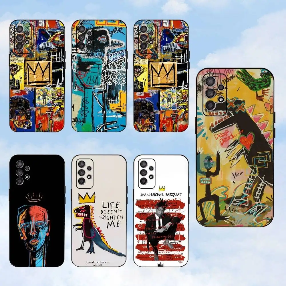 

J-Jean Michel B-Basquiat Phone Case For Samsung S25,S24,S23,S22,S21,S20,S10,Ultra,Plus,Lite,FE,Soft Silicone Black Cover