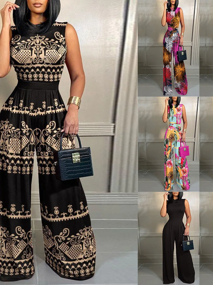 

Комбинезон с открытой талией и принтом Street Sle, широкие брюки, длинные брюки, прямой крой, лето 2025 г., обычный тонкий