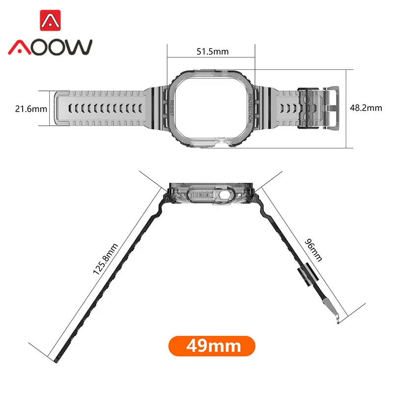 Transparent Strap for Apple Watch iwatch Ultra 8 7 6 5 49mm 40mm 41mm 44mm 45mm Men Women Clear TPU Waterproof Bracelet Band