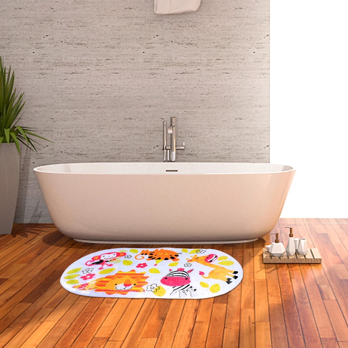 

1pc Comfortable Ecofriendly Pvc Bathmat Nonslip Pad Cartoon Print Relieve Fatigue Ideal Saunas Spas Hotels