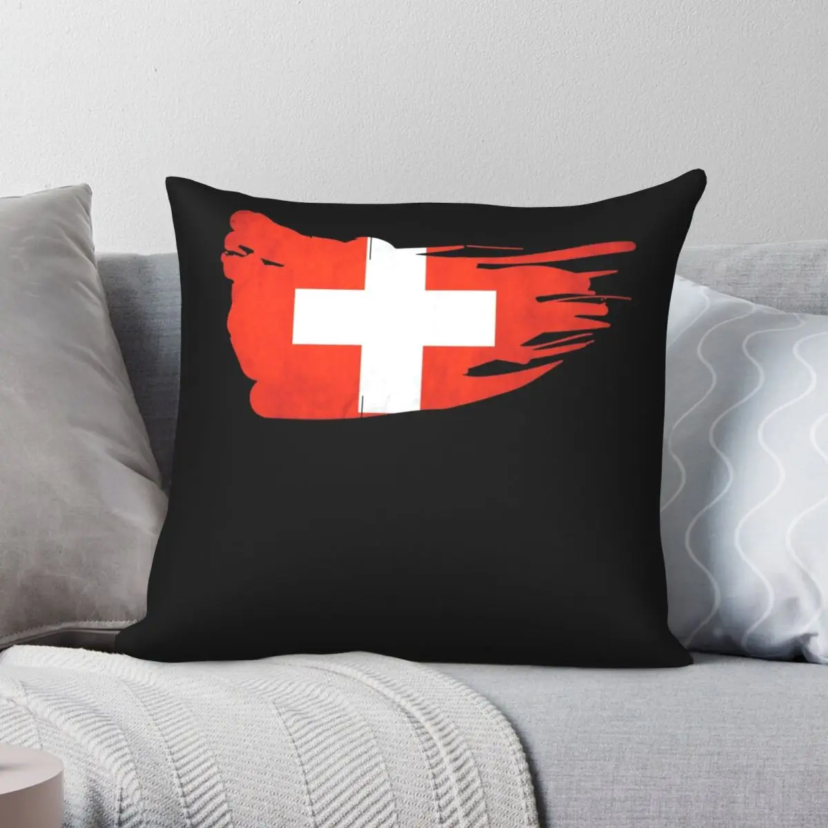 Switzerland Swiss Flag Gift Pillowcase Polyester Linen Velvet Printed Zip Decor Throw Pillow Case Bed Cushion Cover