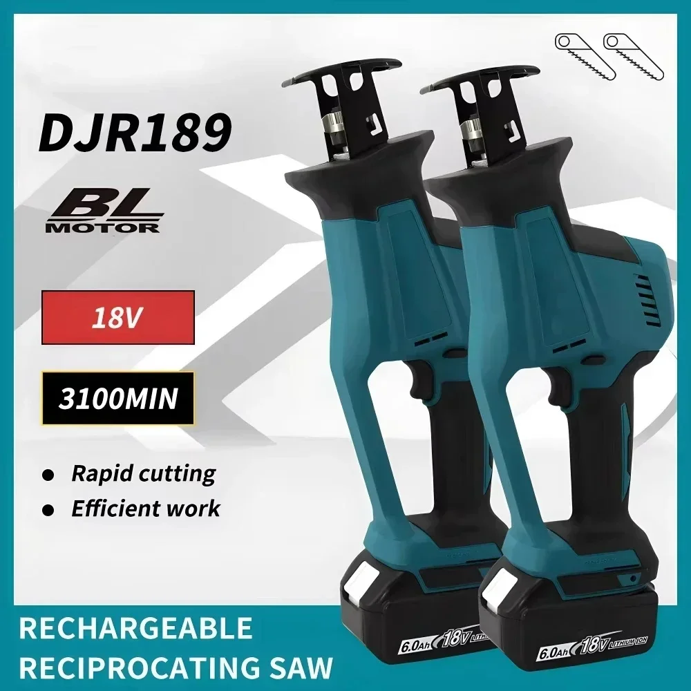 

18V Cordless Electric Reciprocating Saw Brushless Rechargeable Wood Metal Cutting Saw Fit Makita DJR189 Saw Power Tool