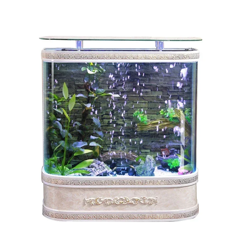 Fish tank creative medium and large household modern floor back bottom filter aquarium landscaping silent constant temperature