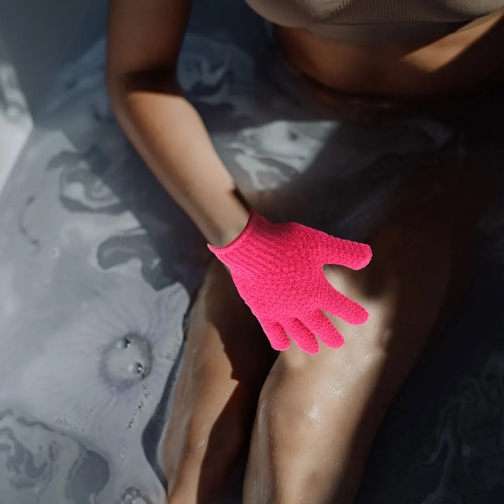 

8pcs Exfoliating Gloves Polyester Bath Scrubbers Five Fingers Shower Body Cleaning Dead Skin Impurities Glove Set