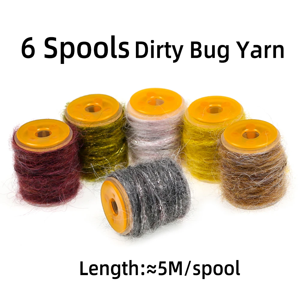 ICERIO 6 Farben/Set Dirty Bug Garn Meliertes Dubbing-Garn Fliegenfischen-Bindematerial für Garnelen, Baetis, Caddis, Nymphen, Köder – Detail 9