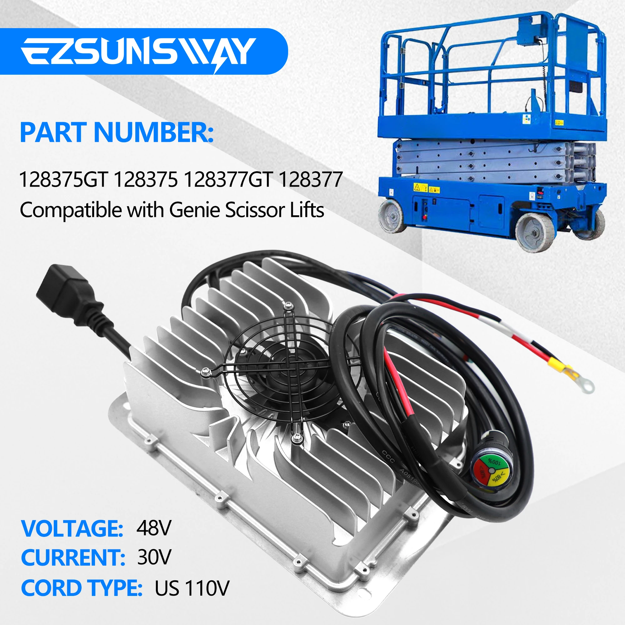 48 فولت 30A شاحن بطارية 128375GT 128375 1204825 ل الجني مقص رفع بوم رفع عمودي الصاري رفع Z-34/22N GS-4069