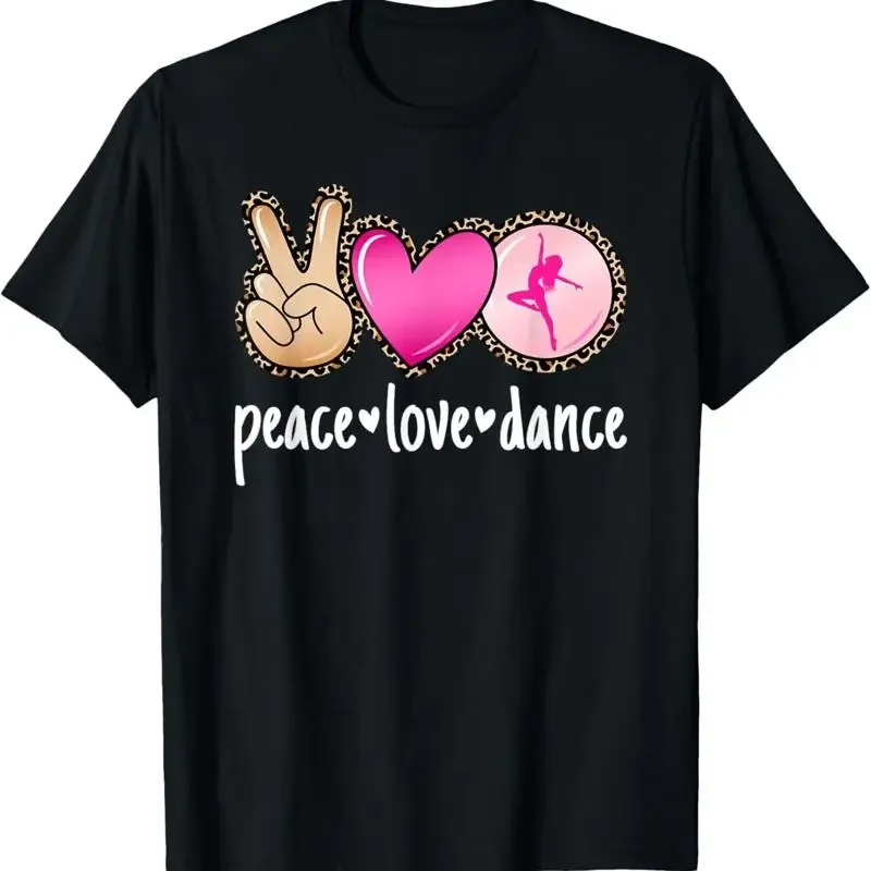 Peace Love Dance Leopard Print Mom Women Girls Dancing T Shirt