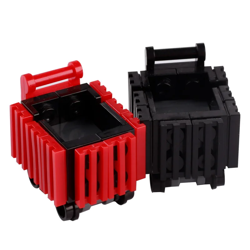 Bloques de construcción modulares de supermercado MOC: pan, carrito de compras, mostrador de caja, ladrillos de juguete para estante de leche