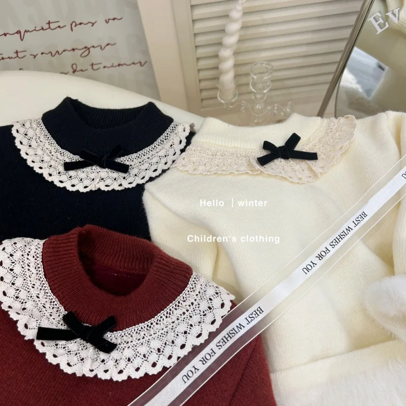 Pull en velours une pièce pour filles, pull intérieur pour bébé, pull pour enfants, pull d'hiver pour tout-petits, nouveau
