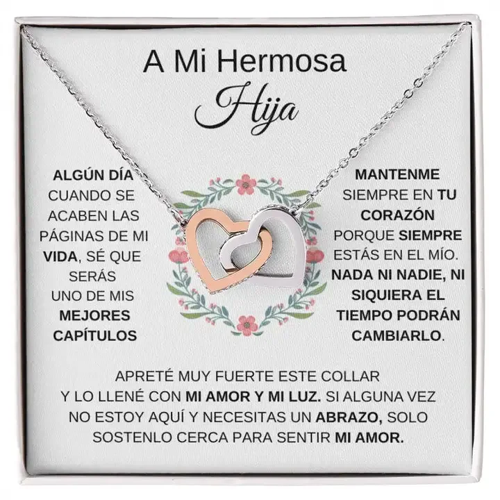 A Mi Hermosa Hija Collar de Corazones Entrelazados A Mi Hija, regalo de amor, colgante de doble Corazón, joyería de moda