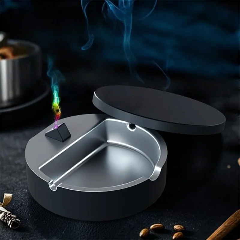 

Original Ashtray with Lid Windproof Usb Cigar Smoke Accessories Unique Electronic Smoking Buddy Aluminium Alloy 30 Days Working