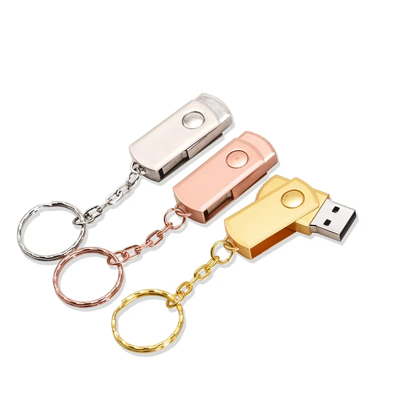 

JASTER Rotatable USB Flash Drive 64GB Rose Golden Pen Drive 32GB Free Key Chain Pendrive Creative Gift Memory Stick 16GB 8GB 4GB