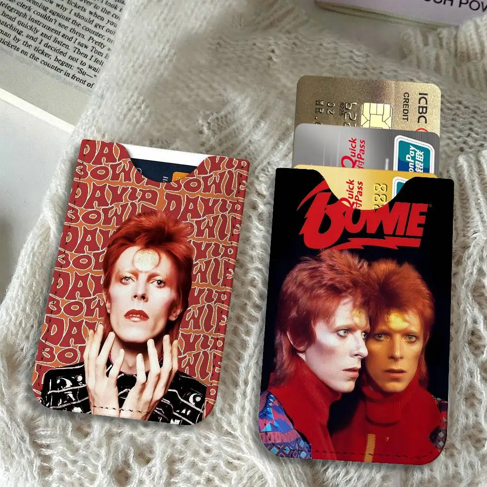 Retro Singer D-David B-Bowie Leather Mini Wallet for Men, Thin Pocket Credit Card Separate ID & Bus Card