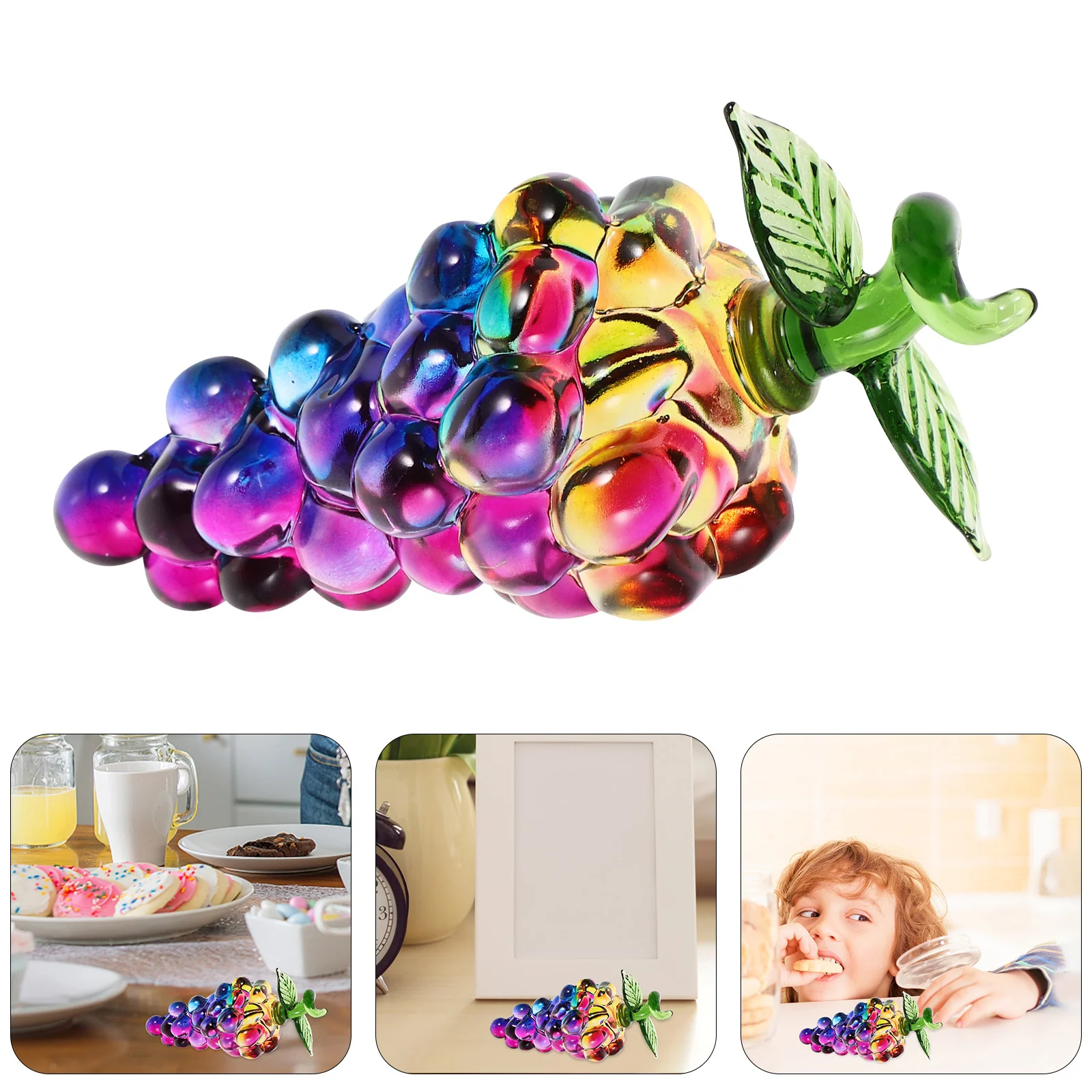 

Crystal Grape Ornament Exquisite Desktop Decoration Ideal Home Tabletop Fruit Decoration Crystal Gift Fruit Ornament