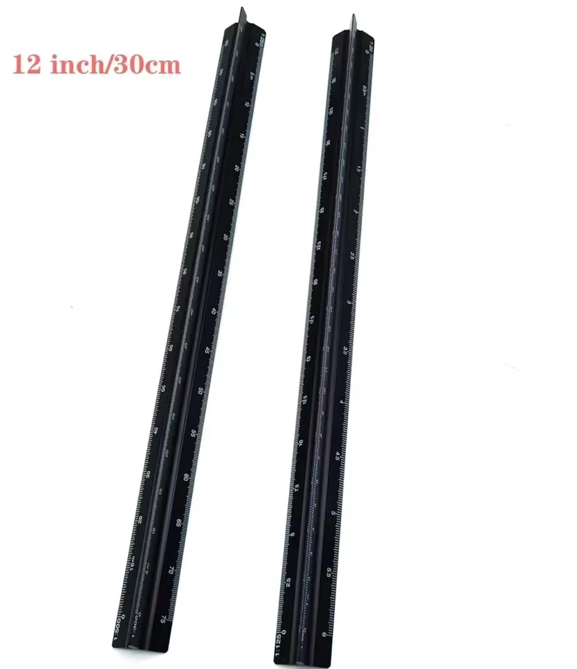 30cm Aluminum Scale Ruler Metal Triangle Scale Survey Drawing Drawing Ruler Design Decoration Architect Engineer