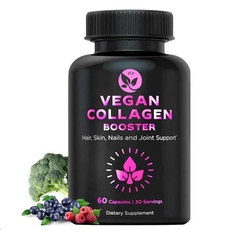 Vegetarian Collagen Booster - Plant Collagen Supplement - Hair, Skin, Nails, And Joints - Contains Hyaluronic Acid -60 Capsules