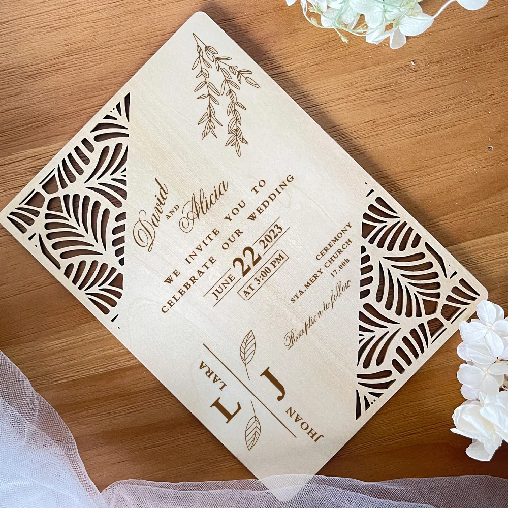 Laser Cutting Engraving Wooden Invitation,Personalized Custom,Graphics/Text Can Be customized,Make The Ceremony More Ceremonial