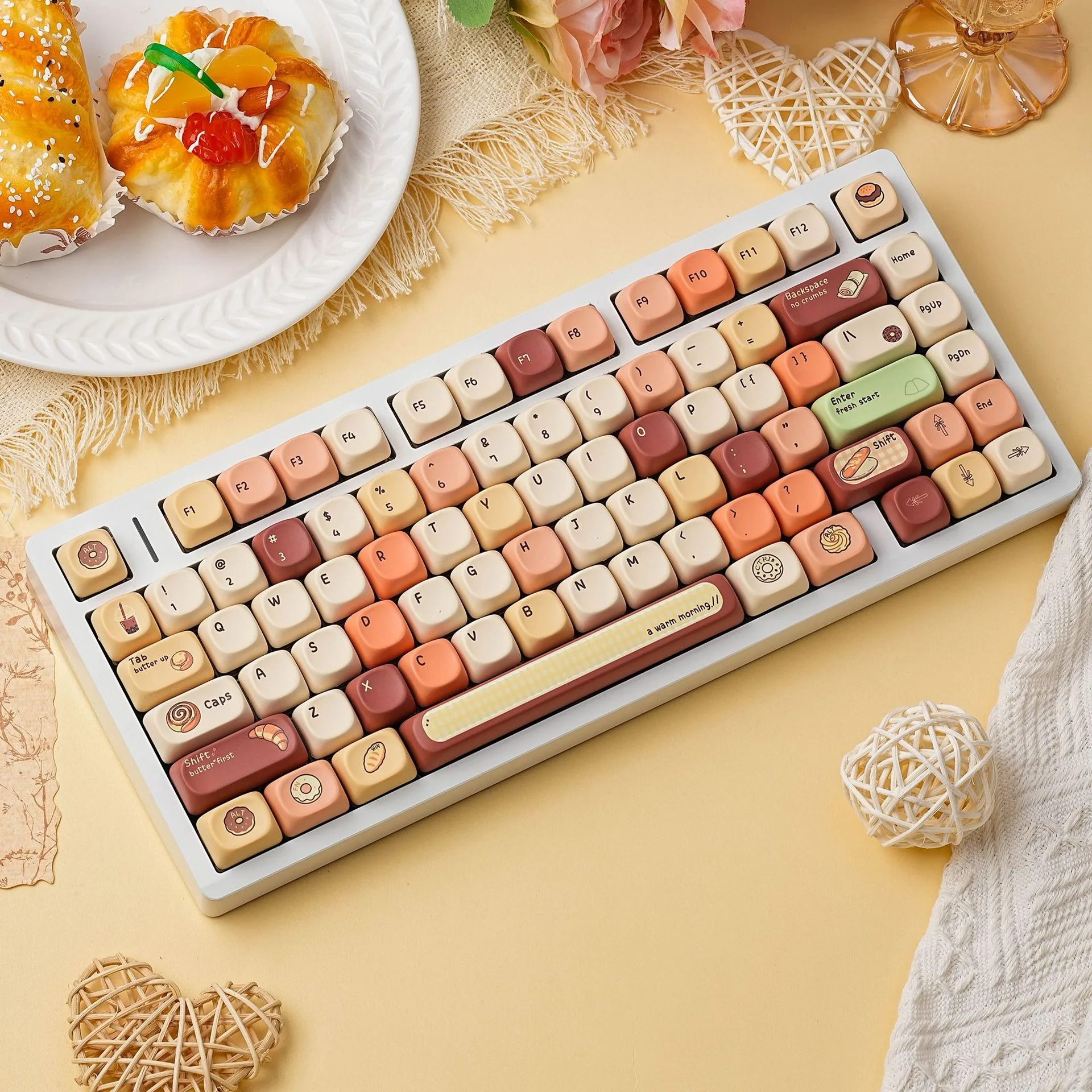 Breakfast Style Mechanical Keyboard MOA Profile Keycaps 7U Space Spanish French German UK Abnt2 Russian Korean PBT MOA Keycap
