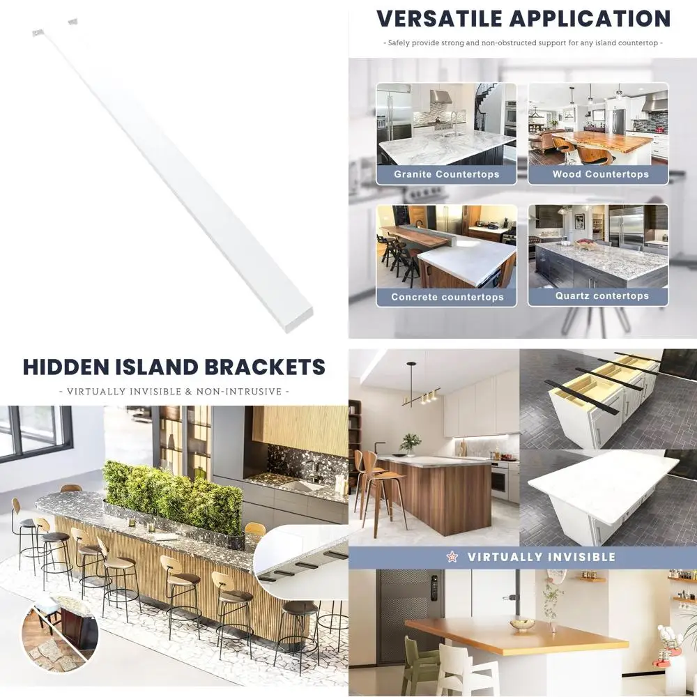 

White 42 Heavy-Duty Island Countertop Support Bracket for Granite, Quartz, and Wood