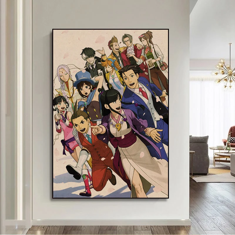 Gyakuten Saiban Ace Attorney Dobrej jakości wydruki i plakaty Retro Kraft Paper Naklejka DIY Pokój Bar Kawiarnia Kawaii Wystrój pokoju