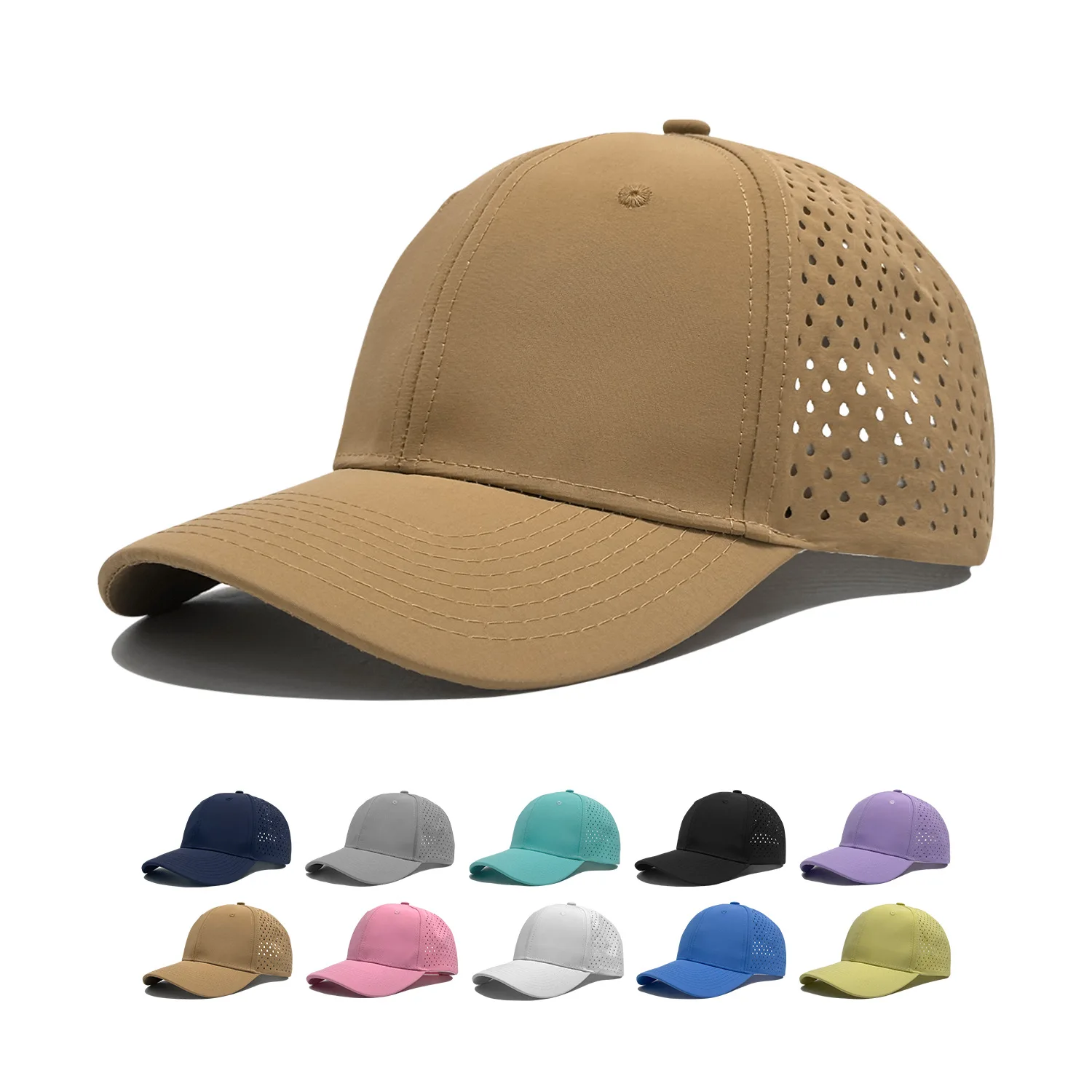 Solid Golf Baseball Cap, Waterproof Laser Perforated Mesh Hat for Men Women, Custom Quick Dry Visor Cap