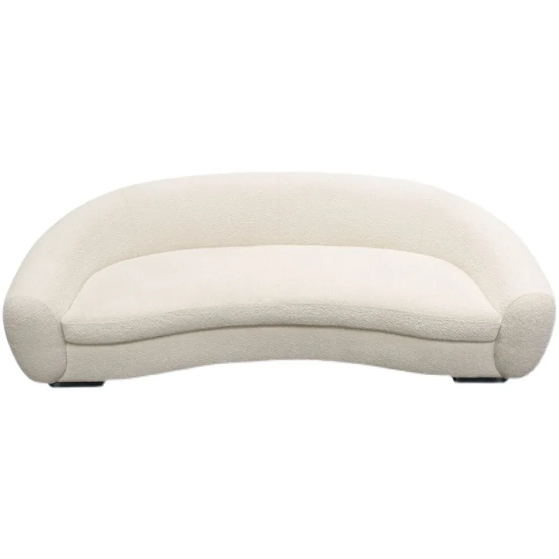 

Nordic modern simple curved small apartment sofa, designer French light luxury creative hotel club lamb wool