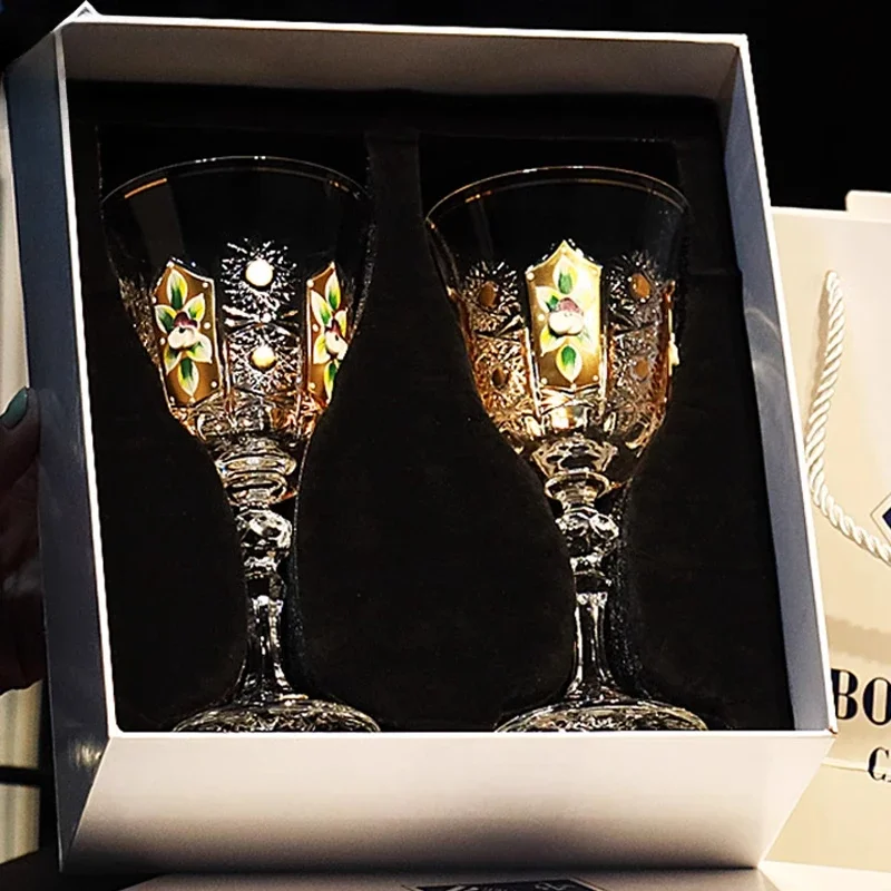 Crystal glass tall red and white wine glass champagne glass gift box set