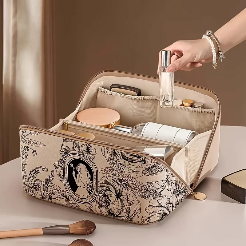 Cosmetic Bag Cosmetics Travel Large Capacity Storage Bag Portable Leather Cosmetic  Wash Bag Women Multifunctional Toiletry Kit