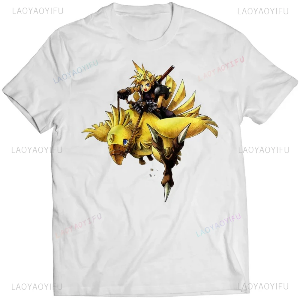Chocobo FF7 VII Premium Tops Tee Shirt Characters of The Final Fantasy Game Claude Printed TShirt Tops Unisex Cotton Short-sleev