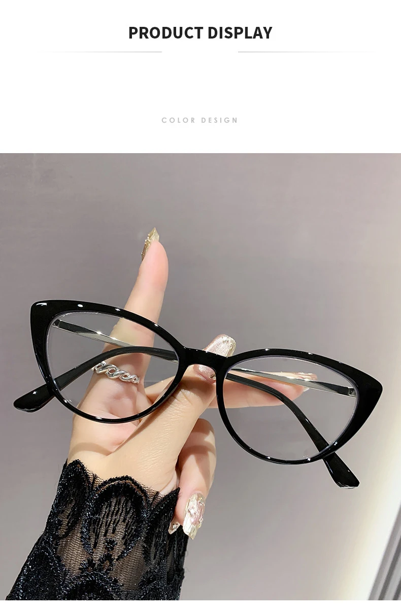 Lichtempfindliche, farbwechselnde Cat-Eye-Brille im Retro-Trend-Stil, nicht-Gesichtsverkleinernde, flache Lichtbrille, hochwertige Myopie-Brille 6105 – Detail 7
