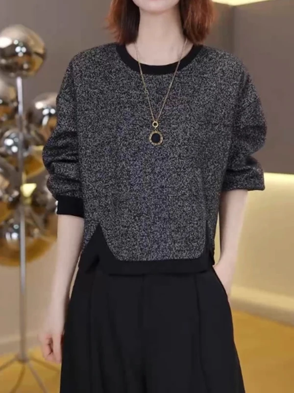 

Корейский свитшот с круглым вырезом и длинными рукавами, женский свободный топ больших размеров, модная весенняя одежда