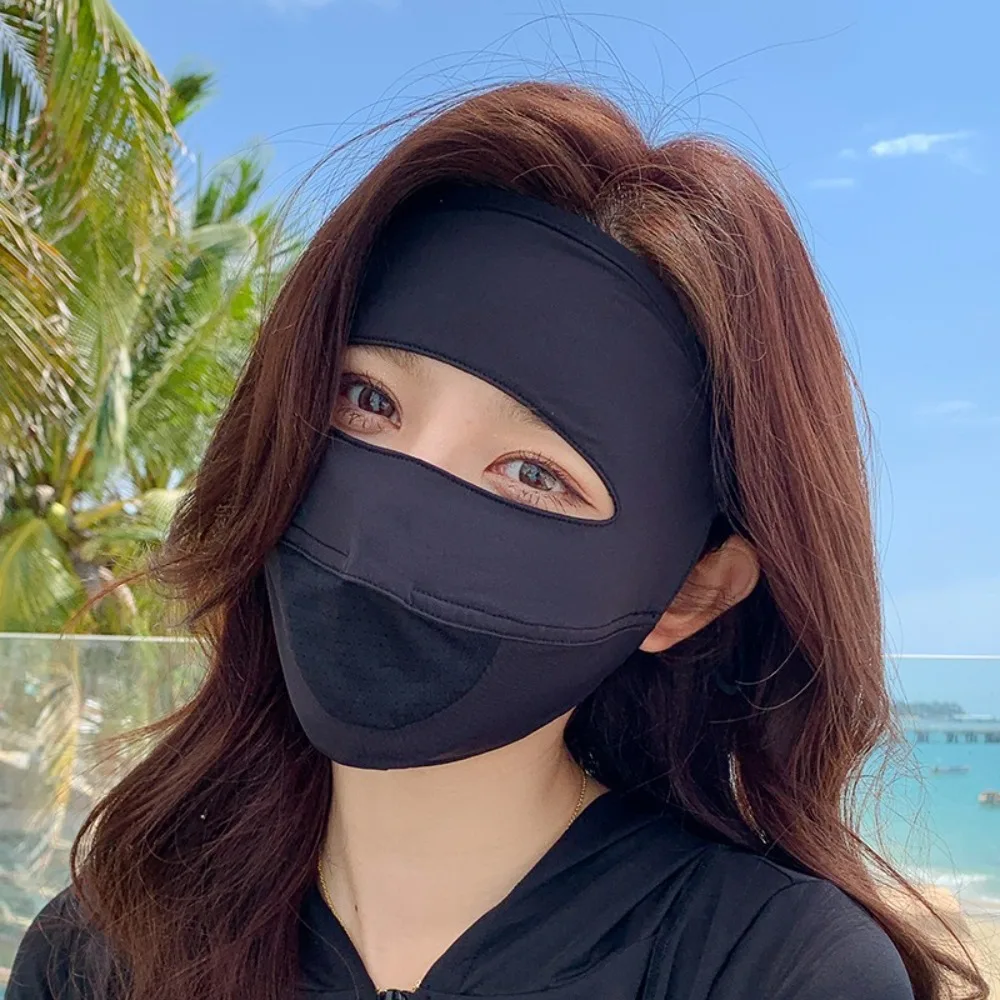 Новая дышащая маска из ледяного шелка, анти-УФ-бесследная солнцезащитная маска, маска для лица для верховой езды, четыре сезона