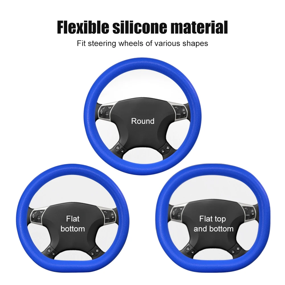 Universal Car Silicone Steering Wheel Cover Elastic Non-Slip Cover For 36-40cm Steering Wheel Multi Color Car Decor Accessories