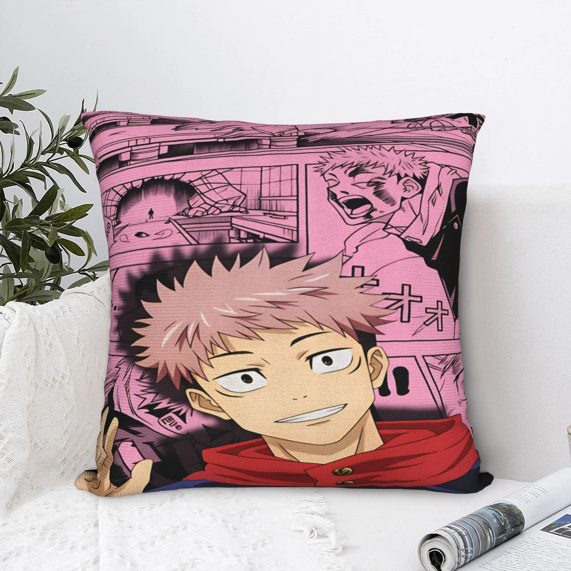 Yuji Itadori Pillow Case J-Jujutsu Kaisens Kawaii Pillow Cover Comfy Pillowcases For Office Car Home Decor
