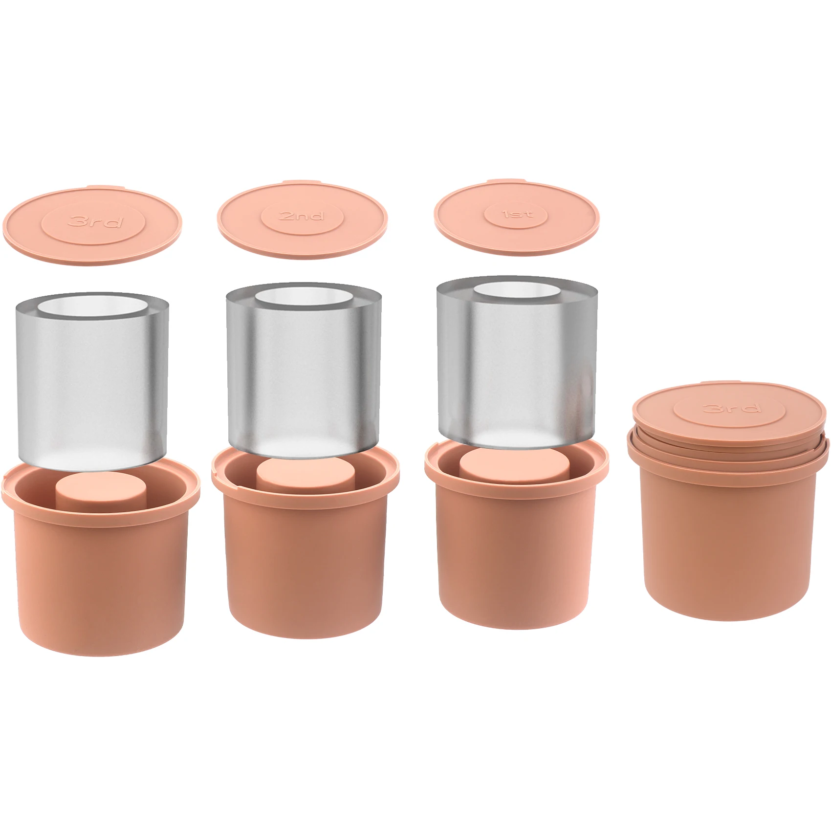 Ice Cube Tray for Tumbler, 3 Pcs Silicone Hollow Cylinder Ice Mold with Lid and Bin for Freezer,Compatible with 30-40Oz Tumbler