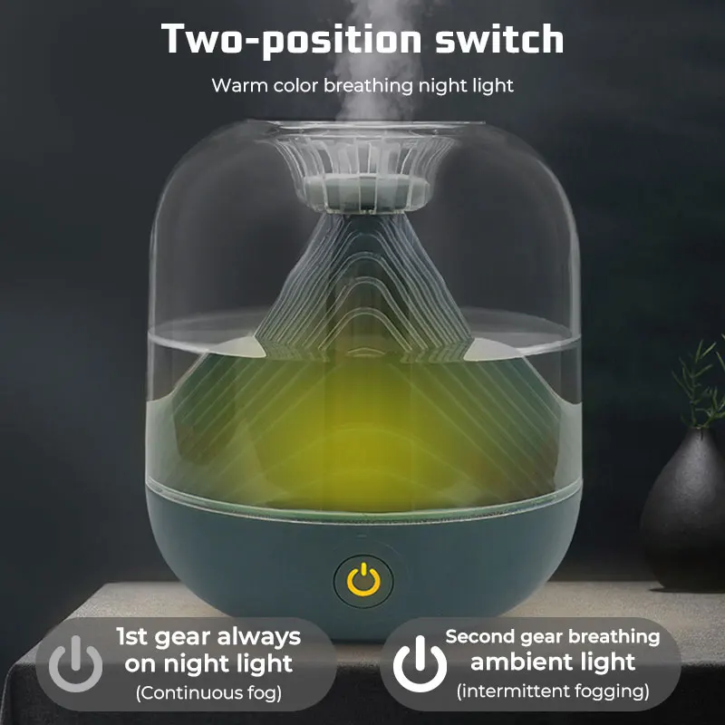 Draagbare Draadloze Luchtbevochtiger Oplaadbare Grote Capaciteit Voor Thuis Korea Type Aroma Etherische Olie Mist Vlam Vulkaan Diffuser