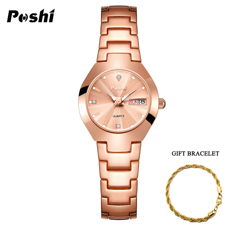 

POSHI Fashion Women Watch Rose Gold Ladies Bracelet Watches Girl Reloj Mujer New Creative Watch Waterproof Date Clock Woman