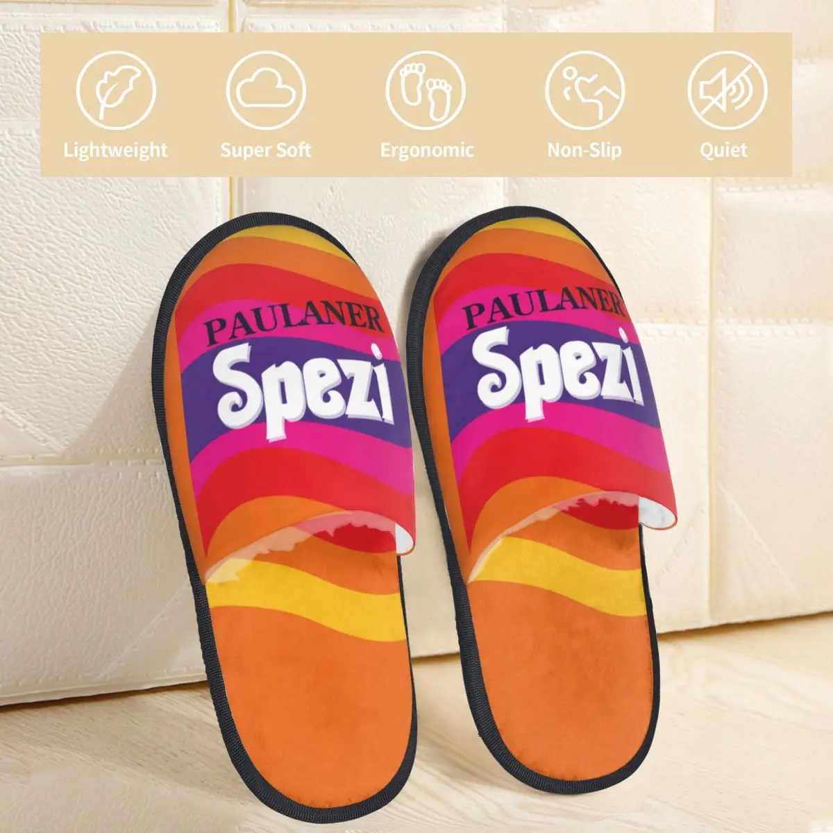 Paulaner Spezi Logo Plush Slippers Living Room Munich Soft Household Fur Slippers Slides Non Slip