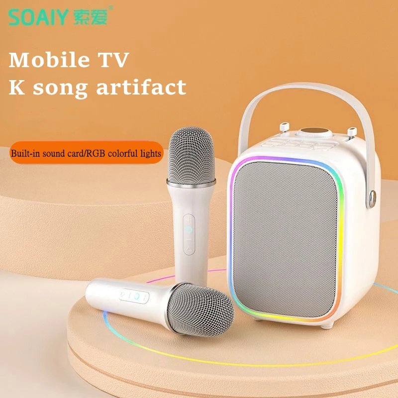 

Домашние развлечения SOAIY SK6, встроенная звуковая карта, караоке-машина, Bluetooth-динамики, портативный беспроводной микрофон для улицы, динамик K-Song