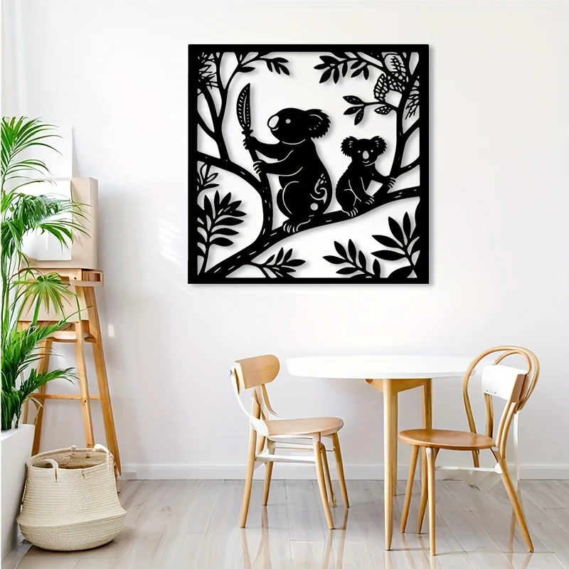 Metal Wall Art Koala Eucalyptus Retro Iron Rustic Hanging Wildlife Silhouette Decor for Living Room Patio Australia Day Gift