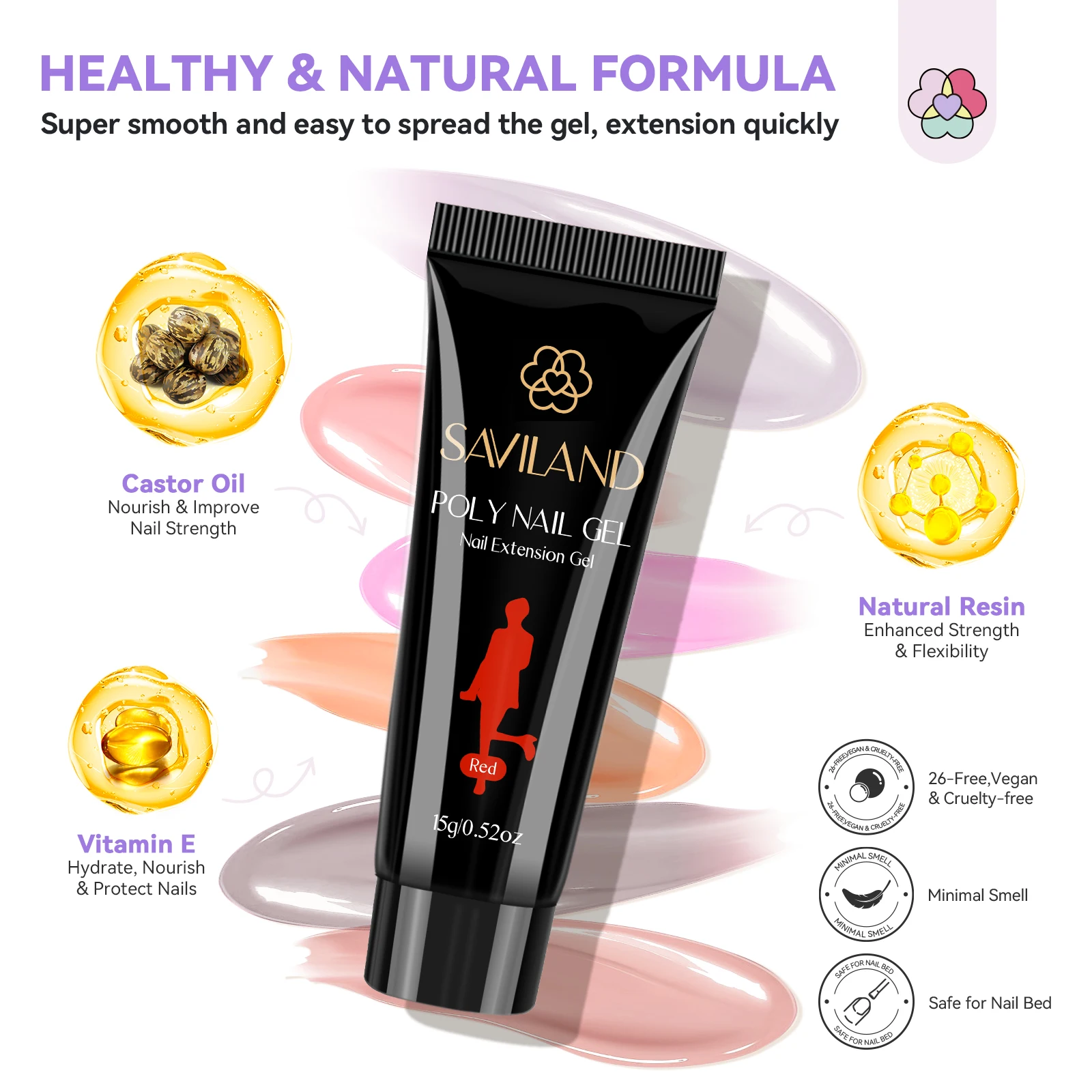 SAVILAND Kit per unghie in gel poli 36 colori con soluzione antiscivolo e mini lampada U V Lampada polimerizzante per strumenti per nail art a estensione rapida