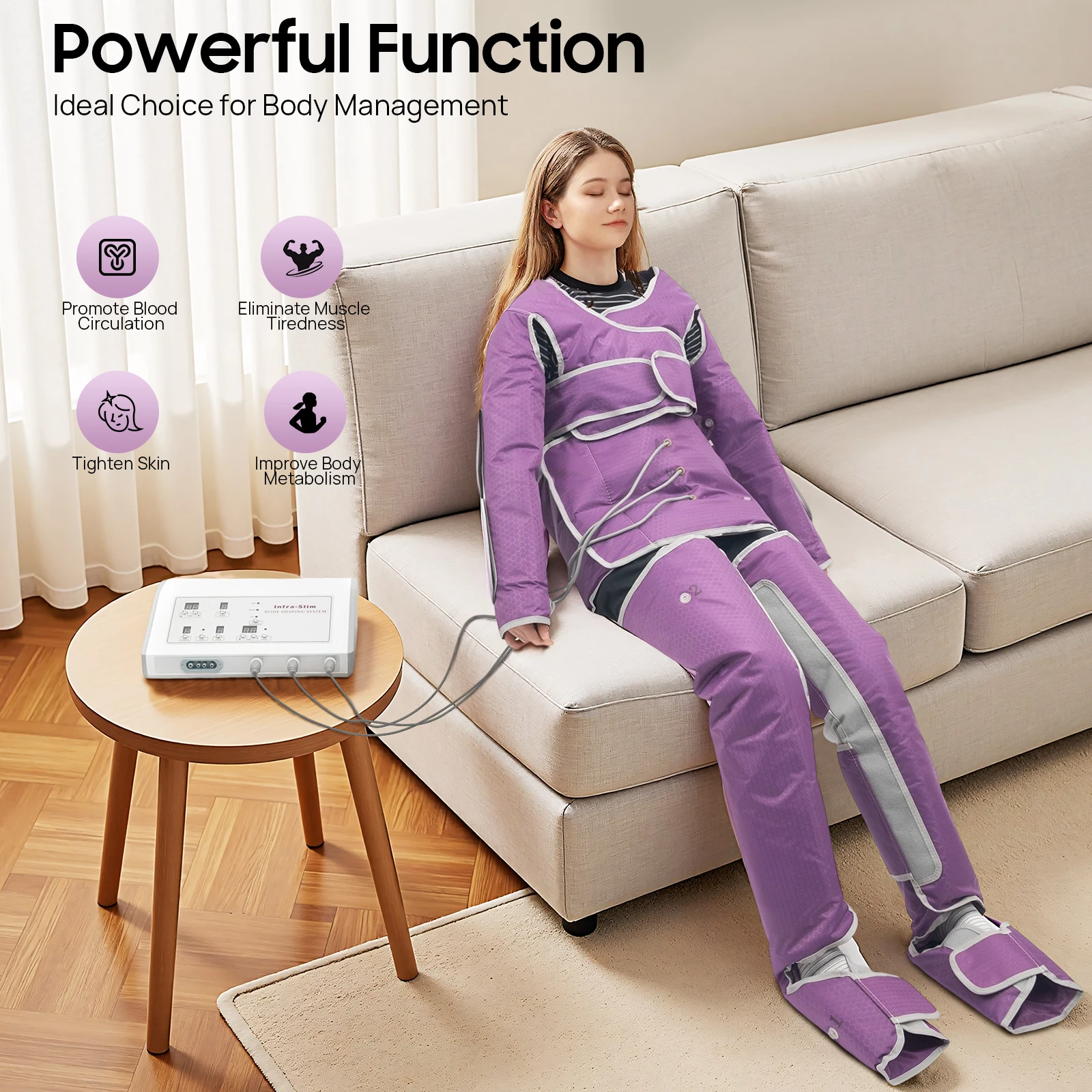 

400W Air Pressure Body Slimming Suit, 7 Levels Adjustable Pressotherapy Heating Massage Device for Home Beauty Salon Spa Relief