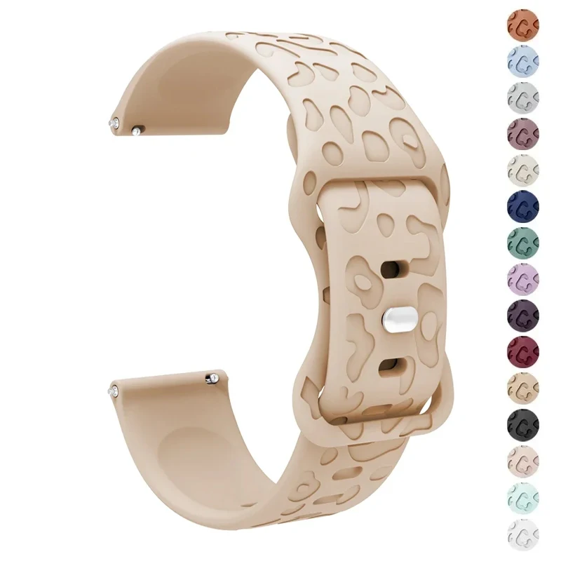 20mm 22mm 18mm Engraved Strap for Samsung Galaxy Watch 6/4/classic/5/pro/3/Active 2 Leopard Silicone Bracelet Huawei Gt 2 E Band